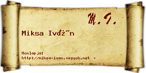 Miksa Iván névjegykártya